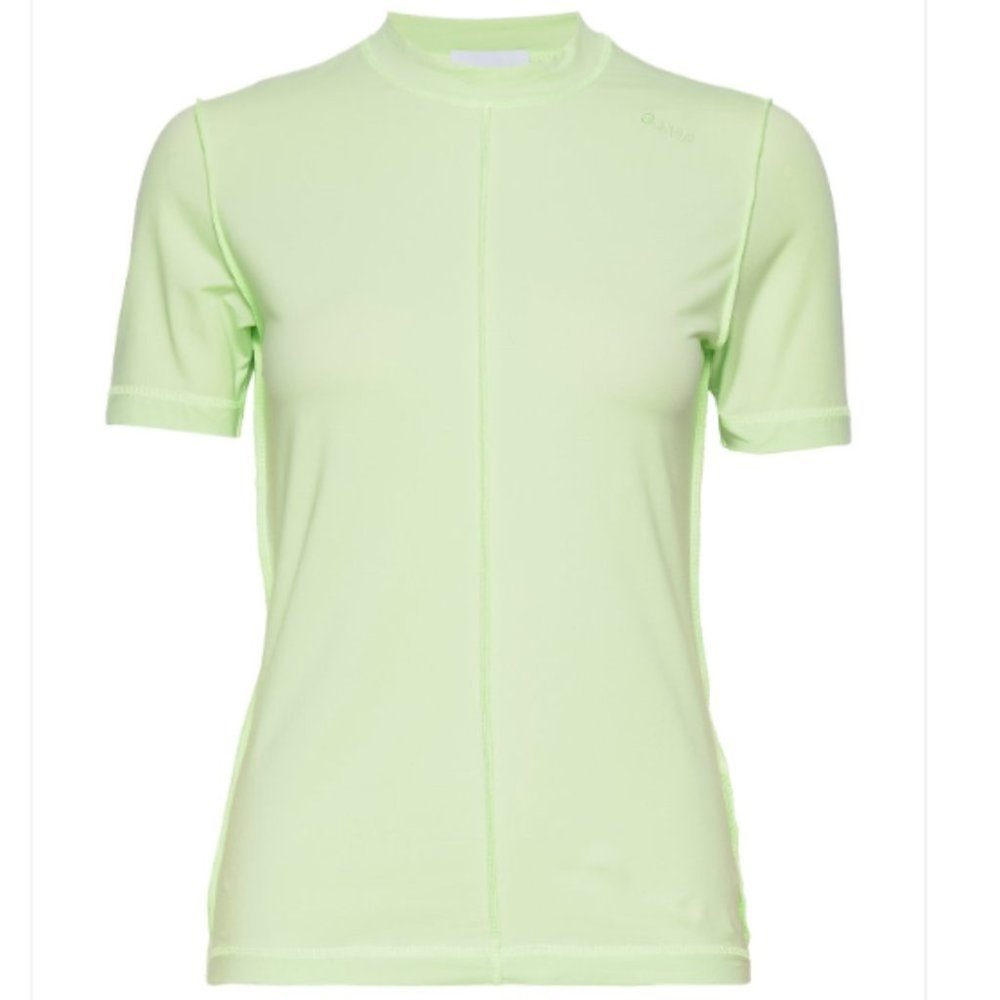 Ganni Light Stretch Jersey T Shirt Top Light Patina Green Sz L